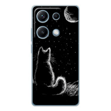 Чохол з принтом для Xiaomi Redmi Note 14S (AlphaPrint) Модні коти (Котик і місяць)