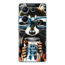 Чехол с принтом для Редми Нот 14С - (Прикольные) (AlphaPrint) (Енот с банкой)
