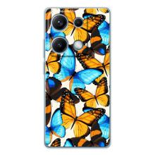 Чехол с принтом для Редми Нот 14С - (Прикольные) (AlphaPrint) (Яркие бабочки)