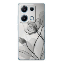 Чехол с цветочным принтом на Редми Нот 14С (Черные цветы)