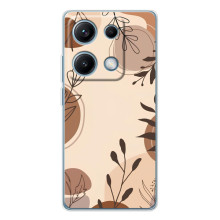 Чехол с цветочным принтом на Редми Нот 14С (Коричневые цветы)