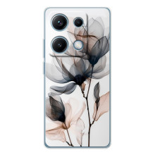 Чехол с цветочным принтом на Редми Нот 14С (Цветы на белом)