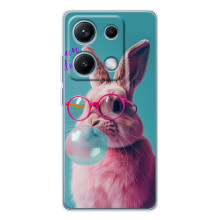 Чехол с принтом стильные животные для Редми Нот 14С (Кролик в очках)