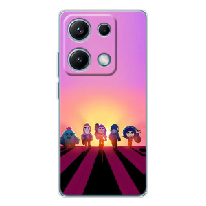 Силиконовый Чехол на Xiaomi Redmi Note 14S с картинкой Brawl Stars – Персонажи в закате