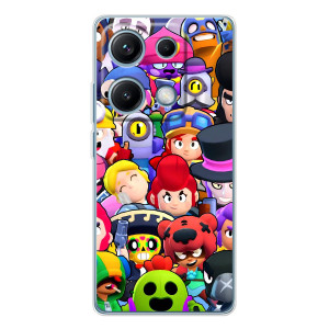 Силиконовый Чехол на Xiaomi Redmi Note 14S с картинкой Brawl Stars – Персонажи