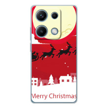 Рождественские Чехлы для Xiaomi Redmi Note 14S (VPrint) (Санта с оленями)