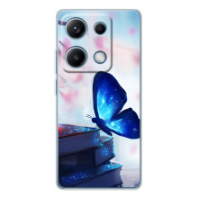 Силиконовый бампер с картинкой животных для Xiaomi Redmi Note 14S (Бабочка синяя)