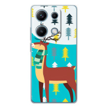 Силиконовый бампер с картинкой животных для Xiaomi Redmi Note 14S (Олень с шарфом)