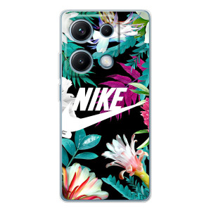 Силиконовый Чехол на Xiaomi Redmi Note 14S с картинкой Nike – Цветочный Nike