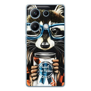 Силиконовый Чехол с Енотами на Xiaomi Redmi Note 14S – Енот в очках