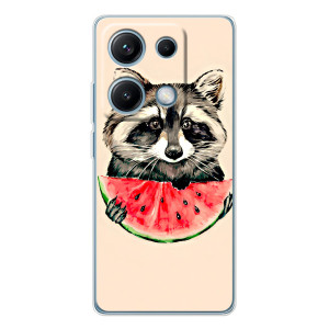 Силиконовый Чехол с Енотами на Xiaomi Redmi Note 14S – Енот