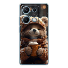 Печатный чехол «Зверята с кофе» для Xiaomi Redmi Note 14S – Мишка с кофе