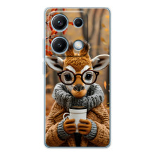 Печатный чехол «Зверята с кофе» для Xiaomi Redmi Note 14S – Жираф с кофе