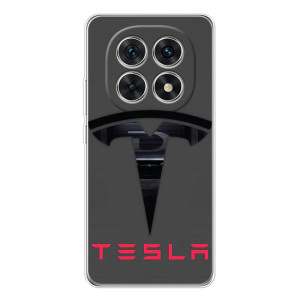 Силиконовый бампер с картинкой машины на Xiaomi Redmi Note 15 5G – Logo TESLA
