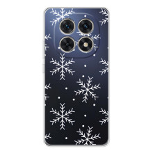 Зимні Чохли для Шьомуі Мі Redmi Ноте 15 5G - прозорий фон – Білі сніжинки