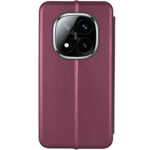 Кожаный чехол-книжка Classy для Xiaomi Redmi Note 15 Pro 5G – Бордовый