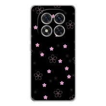 Чехол с розовым рисунком для Xiaomi Redmi Note 15 Pro 5G – Розовые цветы на черном