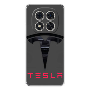Силиконовый бампер с картинкой машины на Xiaomi Redmi Note 15 Pro 5G – Logo TESLA