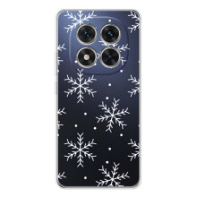 Зимні Чохли для Шiaomi Рєдмі Ноут 15 Про 5G - прозорий фон (Білі сніжинки)