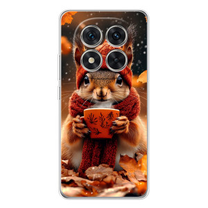 Печатный чехол «Зверята с кофе» для Xiaomi Redmi Note 15 Pro 5G – Белка с кофе