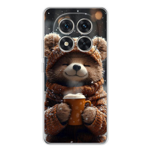 Печатный чехол «Зверята с кофе» для Xiaomi Redmi Note 15 Pro 5G – Мишка с кофе