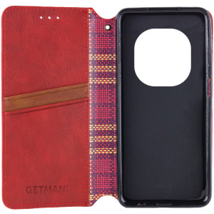 Кожаный чехол-книжка GETMAN Cubic (PU) для Xiaomi Redmi Note 15 Pro+ 5G – Красный
