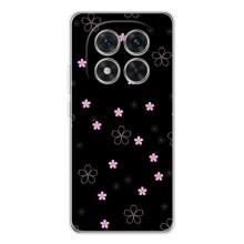 Чехол с розовым рисунком для Xiaomi Redmi Note 15 Pro Plus (Розовые цветы на черном)