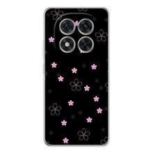 Чехол с розовым рисунком для Xiaomi Redmi Note 15 Pro (Розовые цветы на черном)