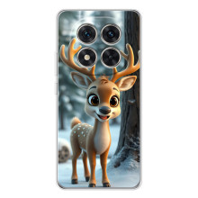 Яркий чехол для Xiaomi Redmi Note 15 Pro с Зимними Оленятами – Оленёнок в лесу