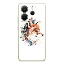 Чехлы с картинкой Лисички для Xiaomi Redmi Note 15 (VPrint) (Лисичка в цветочках)