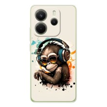 Чехол с Обезьянами Xiaomi Redmi Note 15 - (AlphaPrint) (Макака в наушниках)