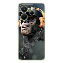 Чехол с Обезьянами Xiaomi Redmi Note 15 - (AlphaPrint) (В наушниках)