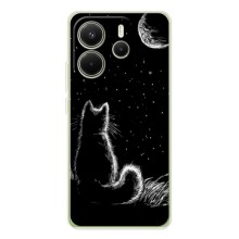 Чехол с принтом для Xiaomi Redmi Note 15 (AlphaPrint) Модные коты (Котик и луна)