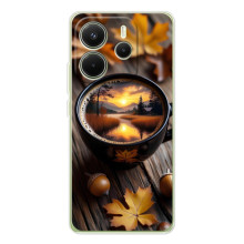 Чехол с уникальным дизайном «Осень с кофе» для Xiaomi Redmi Note 15 – Тёмный кофе