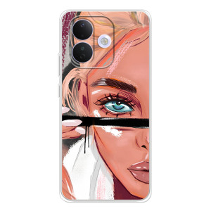 Силіконовый Чохол на Xiaomi Redmi Note 17 Pro з картинкой Модных девушек (Дівчина та вії)