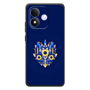 Чехол с украинским гербом на Xiaomi Redmi Note 17 – Цветочный герб