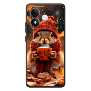 Печатный чехол «Зверята с кофе» для Xiaomi Redmi Note 17 (Белка с кофе)