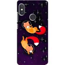 Чехлы с картинкой Лисички для Xiaomi Redmi Note 5 Pro (VPrint) (Лисички космонавты)