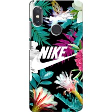 Силиконовый Чехол на Xiaomi Redmi Note 5 с картинкой Nike (Цветочный Nike)