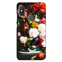 Брендновые Чехлы для Xiaomi Redmi Note 6 Pro - (PREMIUMPrint) (Nike цветы)