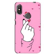 Чехол с принтом для Xiaomi Redmi Note 6 Pro (AlphaPrint - Знак сердечка)