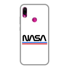 Силиконовый бампер с принтом "Наса" на Xiaomi Redmi Note 7 Pro – NASA на белом фоне