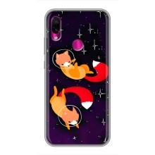 Чехлы с картинкой Лисички для Xiaomi Redmi Note 7 (VPrint) (Лисички космонавты)