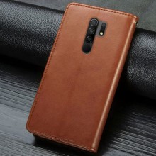 Шкіряний чохол книжка GETMAN Gallant (PU) для Xiaomi Redmi Note 8 Pro – Коричневий