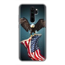 Чехол Флаг USA для Xiaomi Redmi Note 8 Pro (Орел и флаг)