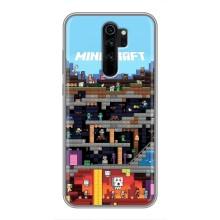 Чехол Майнкрафт на Xiaomi Redmi Note 8 Pro (AlphaPrint) Minecraft (фон Minecraft)