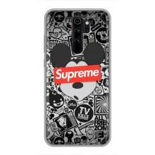 Чохол з Брендами одягу на Редмі Нот 8 Про – Supreme Маус
