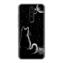 Чехол с принтом для Xiaomi Redmi Note 8 Pro (AlphaPrint) Модные коты – Котик и луна