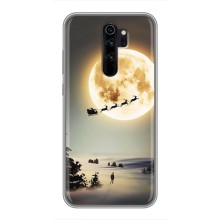 Новогодние, Праздничные Чехлы для Xiaomi Redmi Note 8 Pro - 2024 год (Санта на луне)