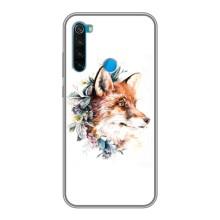 Чехлы с картинкой Лисички для Xiaomi Redmi Note 8 (VPrint) (Лисичка в цветочках)